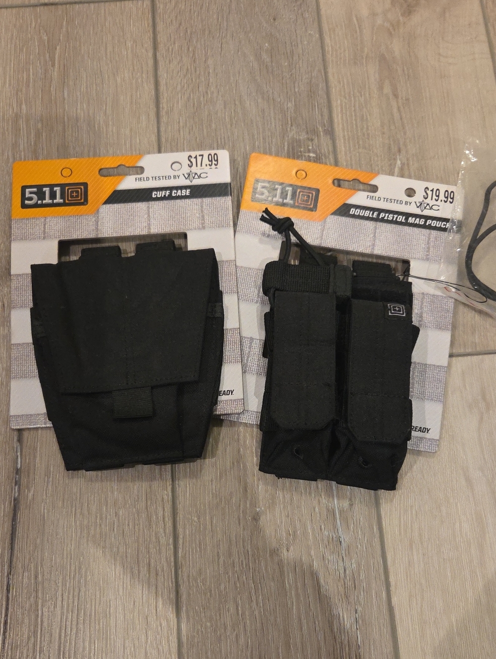 5.11 Tactical Black Double Pistol Mag Pouch with Cuff Case - 2 Pack 89th
